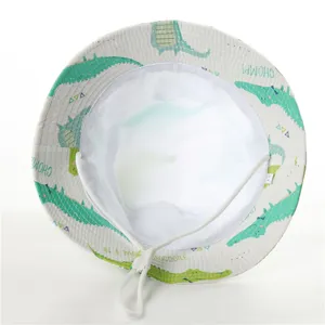 Kids bucket hat cotton cute crocodile print sun protection outdoor casual summer hat 54