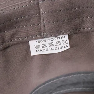 Cotton bucket hat interior detail showing 100% cotton fabric and neat stitching.
