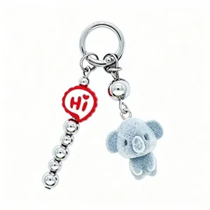 Cute flocked animal beaded phone charm and bag pendant stylish metal key chain for daily use