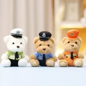 Cute Uniform Bear Plush Toy Pendant Cartoon Animal Doll Keychain Bag Hanging Ornament Birthday Gift