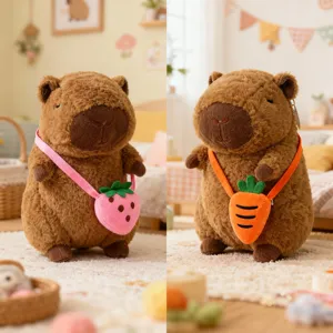 Joli jouet en peluche capybara avec sac fraise carotte poupée douce décoration chambre