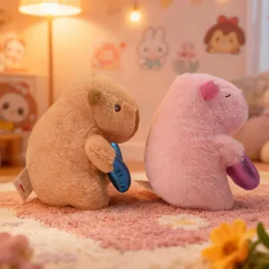 Detail de peluche capybara, jolie poupee en peluche douce avec coeur en metal cadeau