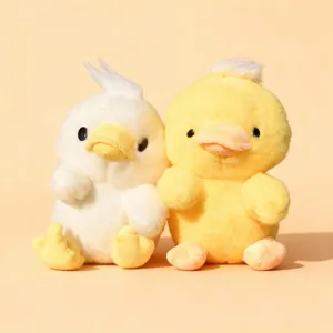 Cute plush chick dolls set, soft stuffed animal toys with cute hair details for decoration.