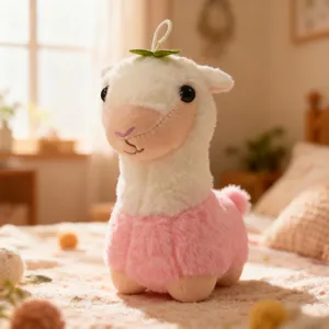 Cute strawberry alpaca plush toy soft sheep doll stuffed animal for kids gift and party decoration.