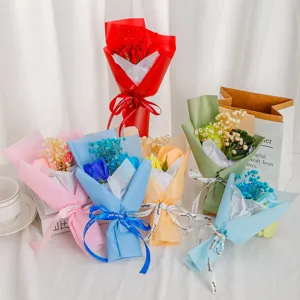 Mini dried flower rose and baby's breath bouquet gift box set for graduation and Valentine's Day.