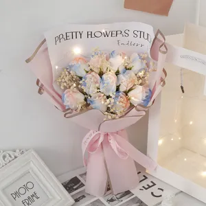 Soap rose bouquet with fairy lights, romantic gift for Valentine's Day, birthday or anniversary.