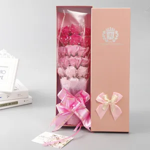 Valentine Day Gift Artificial Soap Rose Flower Bouquet With Gift Box Ribbon For Girlfriend Birthday Party Home Decor