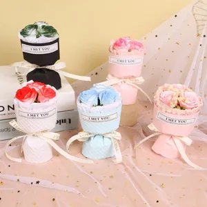 Mini Bouquet di Rose di Sapone Artificiali Piccola Composizione Floreale Regalo Per San Valentino Decorazione Auto Casa