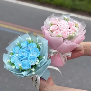 Handmade Soap Rose Flower Mini Bouquet Artificial Floral Arrangement Gift For Valentine Day Home Party Decoration