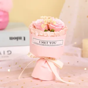 Mini bouquet di rose in sapone rosa scatola regalo dolce e romantica decorazione