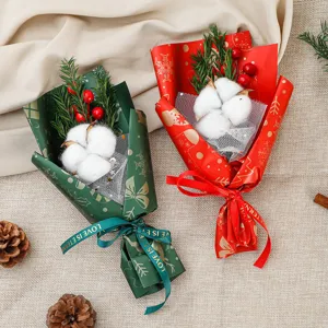 Christmas decorative cotton red fruit dried flower bouquet DIY gift set for holiday decor