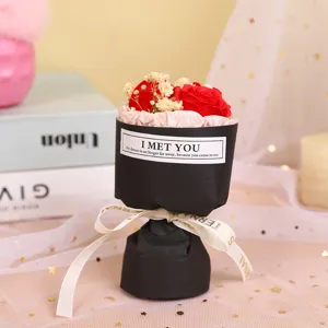 Piccolo bouquet di rose artificiali scatola regalo San Valentino decorazione confezione nera