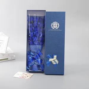 Blue soap rose bouquet gift box, exquisite artificial flowers for romantic Valentine's Day.