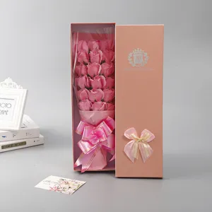 Pink 18-rose soap flower bouquet in gift box romantic Valentine's Day birthday present