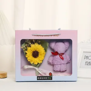 Valentine Day Gift Box Soap Rose Flower Bouquet With Towel Bear Creative Romantic Present For Women Girlfriend Wife