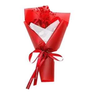 Mini red dried gypsophila rose bouquet gift for graduation, Valentine's Day, and party.