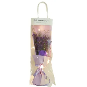 Handbag Gypsophila Dried Flower Soap Rose Bouquet with LED Lights Gift Bag Main Image