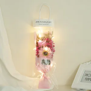 Bouquet di fiori secchi luminosi a LED con scatola regalo per compleanno e San Valentino