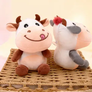 Cute cartoon cow plush toy soft stuffed animal doll for claw machine prize detail view