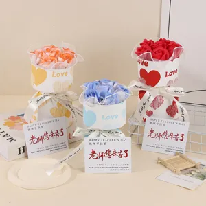 Soap flower bouquet gift box artificial rose flowers for teacher's day present home decor