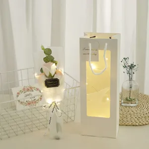 LED rose flower bouquet with gift bag romantic Valentine's Day gift for girlfriend and wife