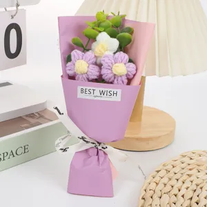 Handmade mini crochet flower bouquet cute knitted gift for graduation Valentine day
