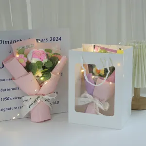 Handmade crochet flower bouquet knitted rose gift for Valentine's Day and sweet lovers.