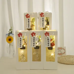 Gift box artificial flower bouquet with LED lights for romantic Valentine's Day birthday gift.