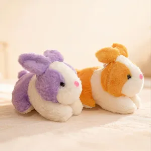 Cute plush rabbit toy detail view, soft stuffed animal doll in lovely colors, cozy texture.