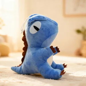 Blue plush dinosaur toy cute stuffed animal doll soft claw machine gift for kids room decor