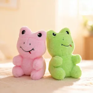 Lindo peluche de rana de dibujos animados, suave par verde y rosa para regalo infantil.