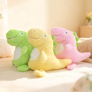Cute plush dinosaur soft toys set, colorful cartoon stuffed animal dolls for kids gifts.
