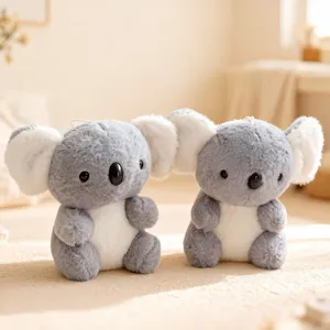 Cute grey koala plush toy set soft stuffed animal doll for kids home decor cozy gift ideas.