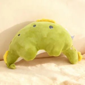 Soft stretch bubble dragon plush toy detail view, cute green stuffed animal doll for kids.