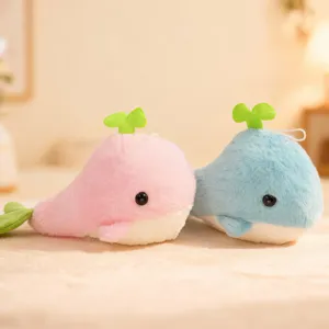 Cartoon Whale Stuffed Animal Plush Toy Cute Short Plush PP Cotton Soft Doll Kids Companion Pillow Home Decor