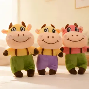 Plush Ox Stuffed Animal Toy Cute Standing Bull Doll Soft Short Plush PP Cotton Claw Machine Doll Wedding Party Gift