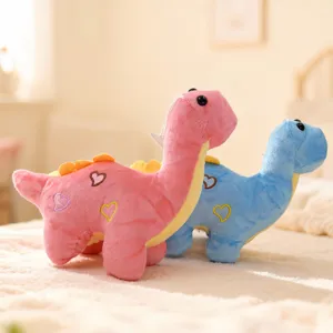 Cute cartoon dinosaur plush toy set, soft stuffed animal dolls in pink and blue for kids