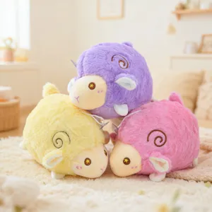 Cute cartoon animal plush toy set, soft stuffed lamb doll for kids gift home decor.
