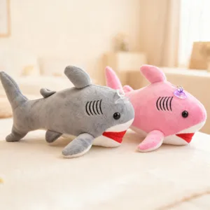 Cute cartoon stretch shark plush toy soft doll for kids gift and home decoration daily use.