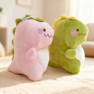 Cute dinosaur plush toy detail view, soft stuffed doll with suction cup, lovely gift.