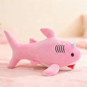 Cute pink shark plush toy stuffed animal soft doll for kids gift cozy room decoration