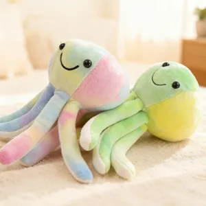 Weicher elastischer Pastell Batik Oktopus Plüschtier süße Kuscheltier Puppe Geschenk Großhandel