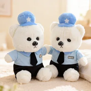 Mignon 8 pouces ours en peluche police jouet poupée douce pour pince machine mariage