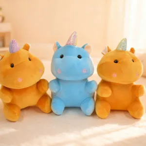Cute unicorn hippopotamus plush toy soft stuffed animal doll for kids gift home decor