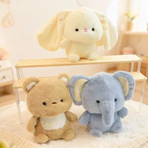 Cute Cartoon Animal Plush Toy Stuffed Doll Elephant Bear Rabbit Desktop Companion Soft Kids Toy Gift