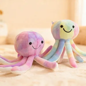 Süßes Plüschtier Oktopus bunter Regenbogen Stofftier Kuscheltier Hauptprodukt Ansicht.