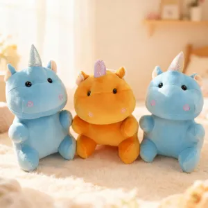 Cute plush unicorn hippo toy soft stuffed animal doll cozy room decor children gift