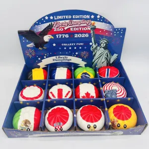 PU slow rebound squishy dumplings toy set, country flags stress relief decompression gift box.