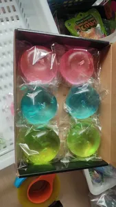 Fruit apple shape squishy toy set, transparent gel stress relief fidget toy.