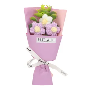 Mini crochet flower bouquet handmade knitted gift for graduation Valentine's day decor